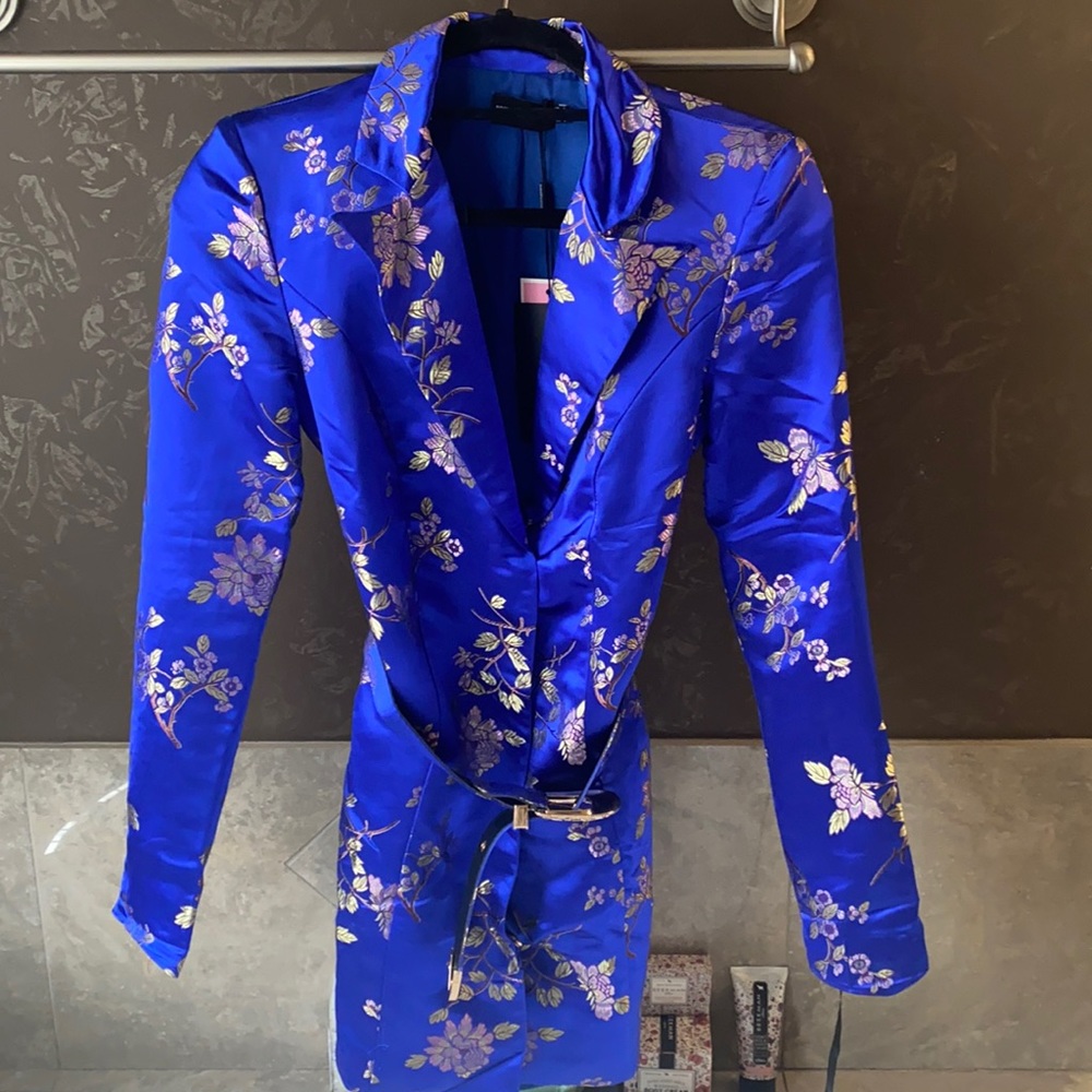 🖤Floral Jacquard Long Sleeve Belt Blazer Dress🖤